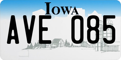 IA license plate AVE085