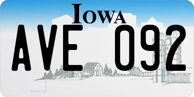 IA license plate AVE092