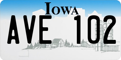 IA license plate AVE102