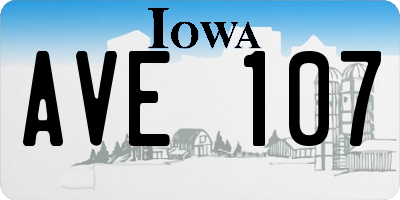 IA license plate AVE107