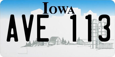 IA license plate AVE113