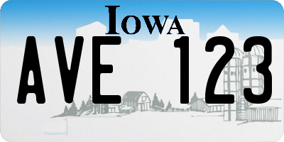 IA license plate AVE123