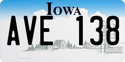 IA license plate AVE138