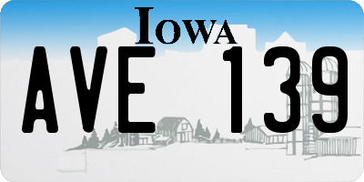 IA license plate AVE139