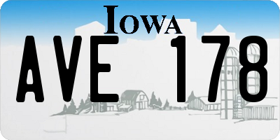 IA license plate AVE178