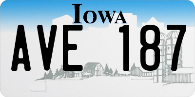 IA license plate AVE187