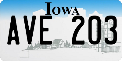 IA license plate AVE203