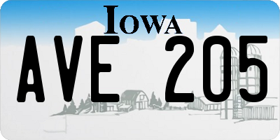 IA license plate AVE205
