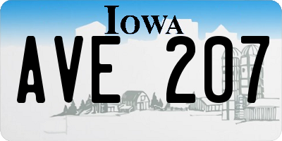 IA license plate AVE207