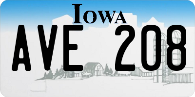 IA license plate AVE208