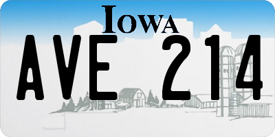 IA license plate AVE214