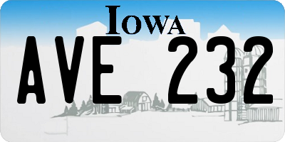 IA license plate AVE232