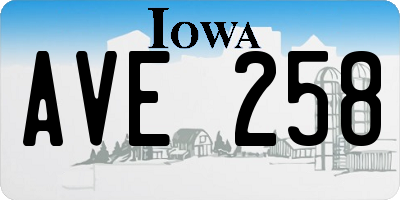 IA license plate AVE258