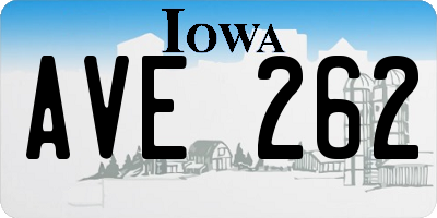 IA license plate AVE262