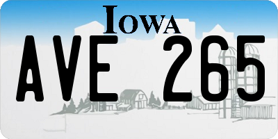 IA license plate AVE265