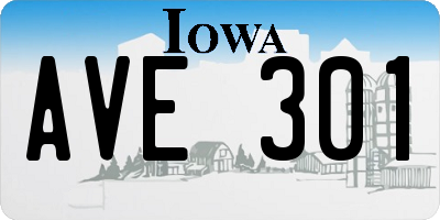 IA license plate AVE301