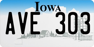 IA license plate AVE303