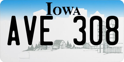 IA license plate AVE308