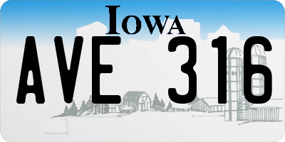 IA license plate AVE316
