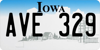 IA license plate AVE329