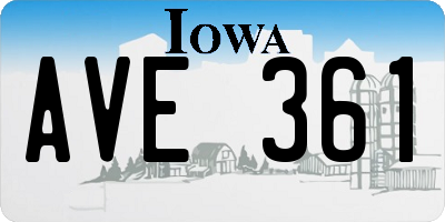 IA license plate AVE361