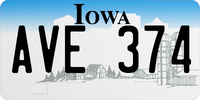 IA license plate AVE374