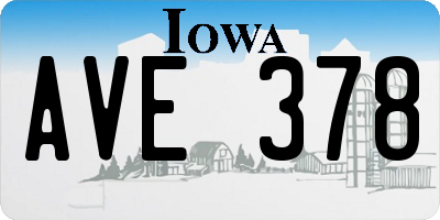 IA license plate AVE378