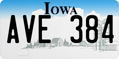 IA license plate AVE384