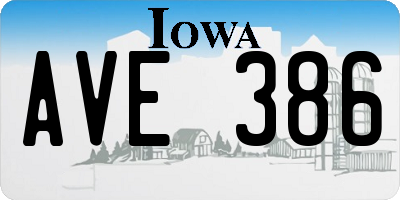 IA license plate AVE386