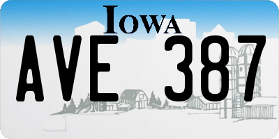 IA license plate AVE387