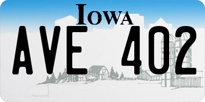 IA license plate AVE402