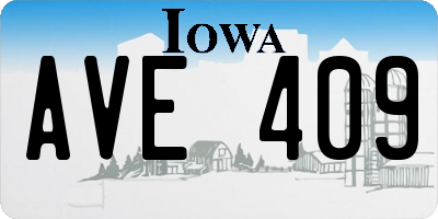 IA license plate AVE409