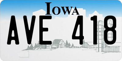 IA license plate AVE418