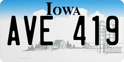 IA license plate AVE419