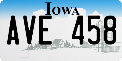 IA license plate AVE458