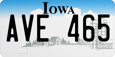 IA license plate AVE465