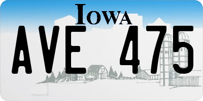 IA license plate AVE475