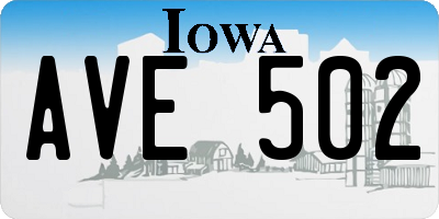IA license plate AVE502