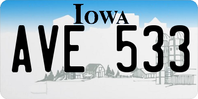 IA license plate AVE533
