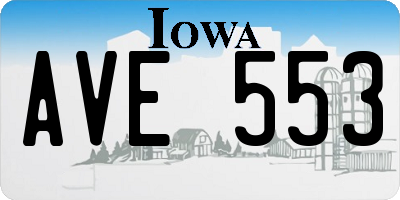 IA license plate AVE553