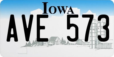 IA license plate AVE573