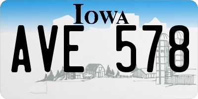 IA license plate AVE578