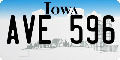 IA license plate AVE596