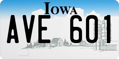IA license plate AVE601