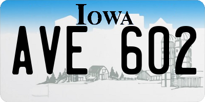 IA license plate AVE602