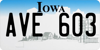 IA license plate AVE603