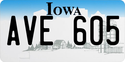 IA license plate AVE605