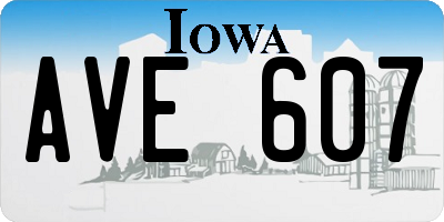 IA license plate AVE607