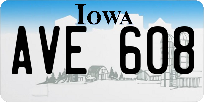 IA license plate AVE608