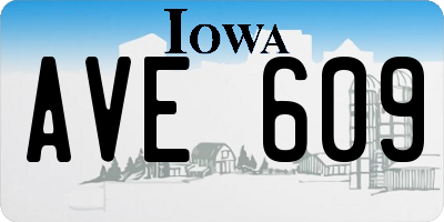 IA license plate AVE609